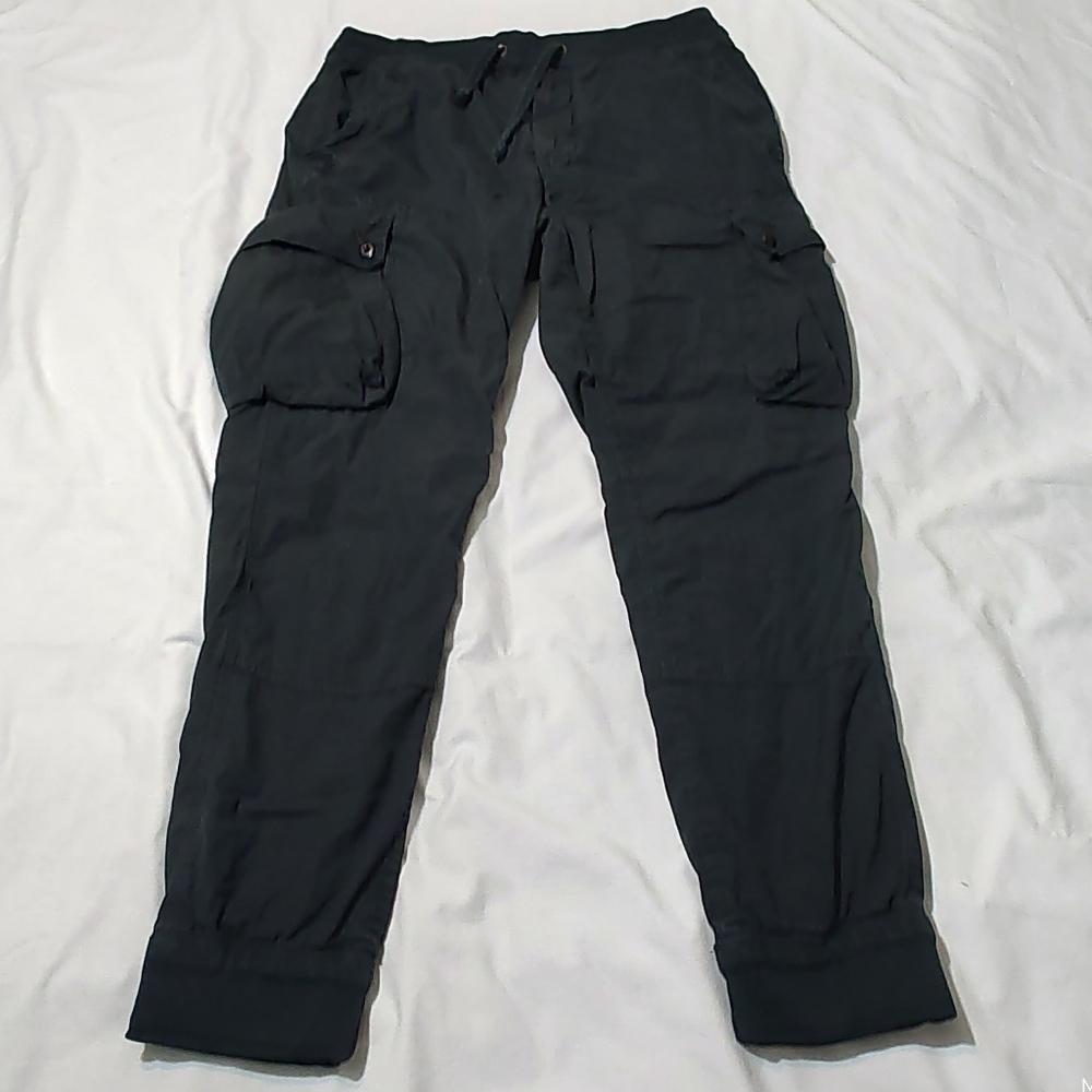 Polo by Ralph Lauren Black Straight Leg Cargo Jogger Pants poplin cotton lined